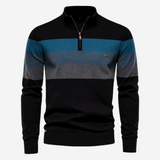 Men's Striped Quarter Zip Knit Sweater