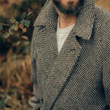 Men's Double Breasted Belted Wool Blend Coat