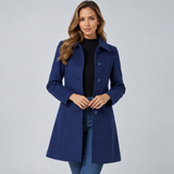 Women's Tailored Longline Single-Breasted Collared Coat