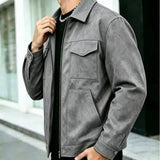 Men's Relaxed-Fit Collared Utility Jacket with Pockets