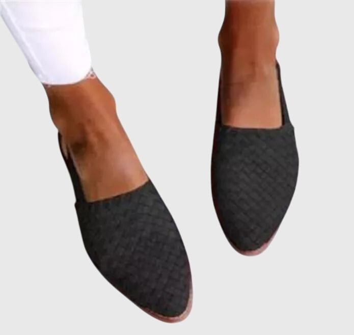 Women's Woven Synthetic Leather Slip-On Flat Sandals