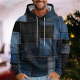 Men's Patchwork Print Hooded Sweatshirt