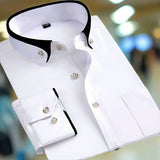 Men's Long Sleeve Contrast Trim Button-Front Shirt