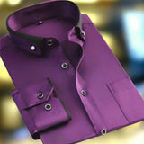 Men's Long Sleeve Contrast Trim Button-Front Shirt