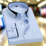 Men's Long Sleeve Contrast Trim Button-Front Shirt