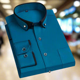 Men's Long Sleeve Contrast Trim Button-Front Shirt