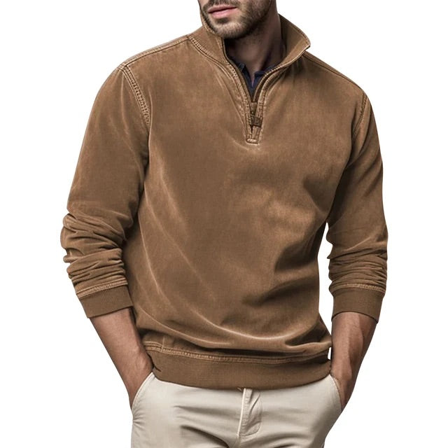 Men's Half-Zip Stand-Collar Fleece Sweater