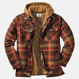 Men's Checked Hooded Padded Full-Zip Jacket