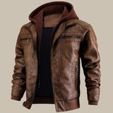 Men's Hooded Faux Leather Jacket