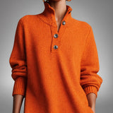 Women's Oversized Knit Polo Midi Dress, High Neck