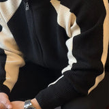 Men's Colour Block Zip-Up Knit Jacket