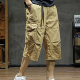 Men's Relaxed Fit 3/4 Cargo Shorts with Drawstring