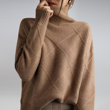 Women's Textured Knit Cashmere Turtleneck Sweater