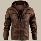 Men's Hooded Faux Leather Jacket