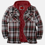 Men's Checked Hooded Padded Full-Zip Jacket