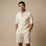 Men's Striped Shirt & Shorts Set
