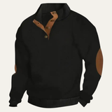 Men's Patterned Fleece Sweater with Suede Elbow Patches