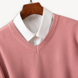 Men's V-Neck Fine Knit Sweater
