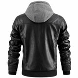 Men's Hooded Faux Leather Jacket