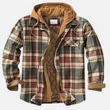 Men's Checked Hooded Padded Full-Zip Jacket