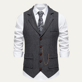 Men's Classic Tweed Tailored Suit Gilet