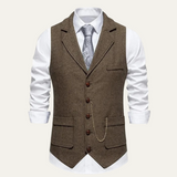 Men's Classic Tweed Tailored Suit Gilet