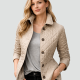 Women's Quilted Point Collar Button-Front Jacket