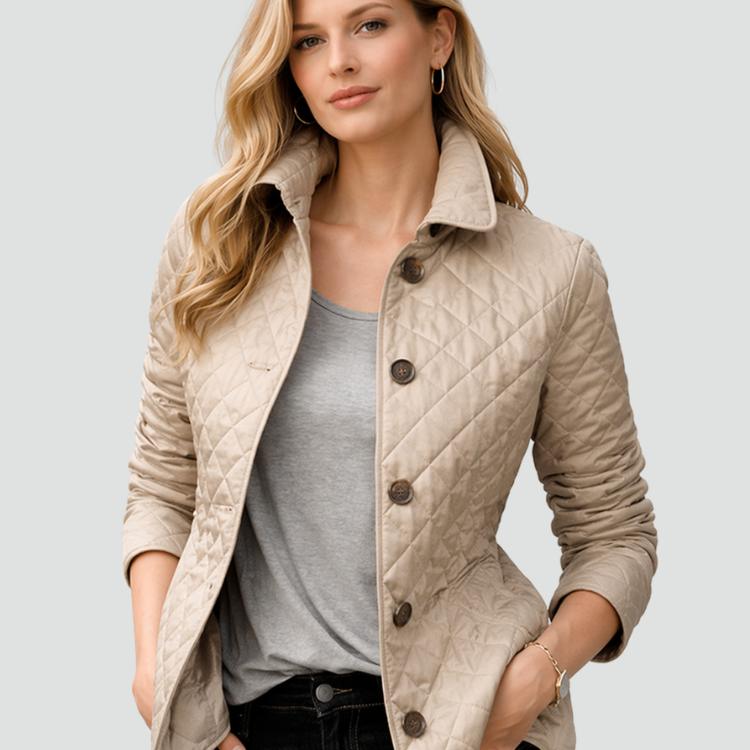 Women's Quilted Point Collar Button-Front Jacket
