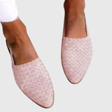 Women's Woven Synthetic Leather Slip-On Flat Sandals