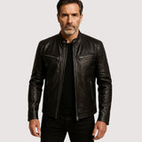 Men's Faux Leather Bomber Jacket