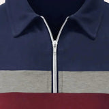 Men's Colour Block Quarter Zip Polo Sweater