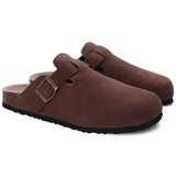 Men's Suede Buckle Clogs