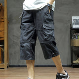 Men's Relaxed Fit 3/4 Cargo Shorts with Drawstring