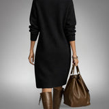 Women's Oversized Knit Polo Midi Dress, High Neck
