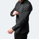 Men's Fitted Long Sleeve Point Collar Shirt
