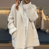 Women's Ribbed Oversized Open-Front Long Sleeve Cardigan