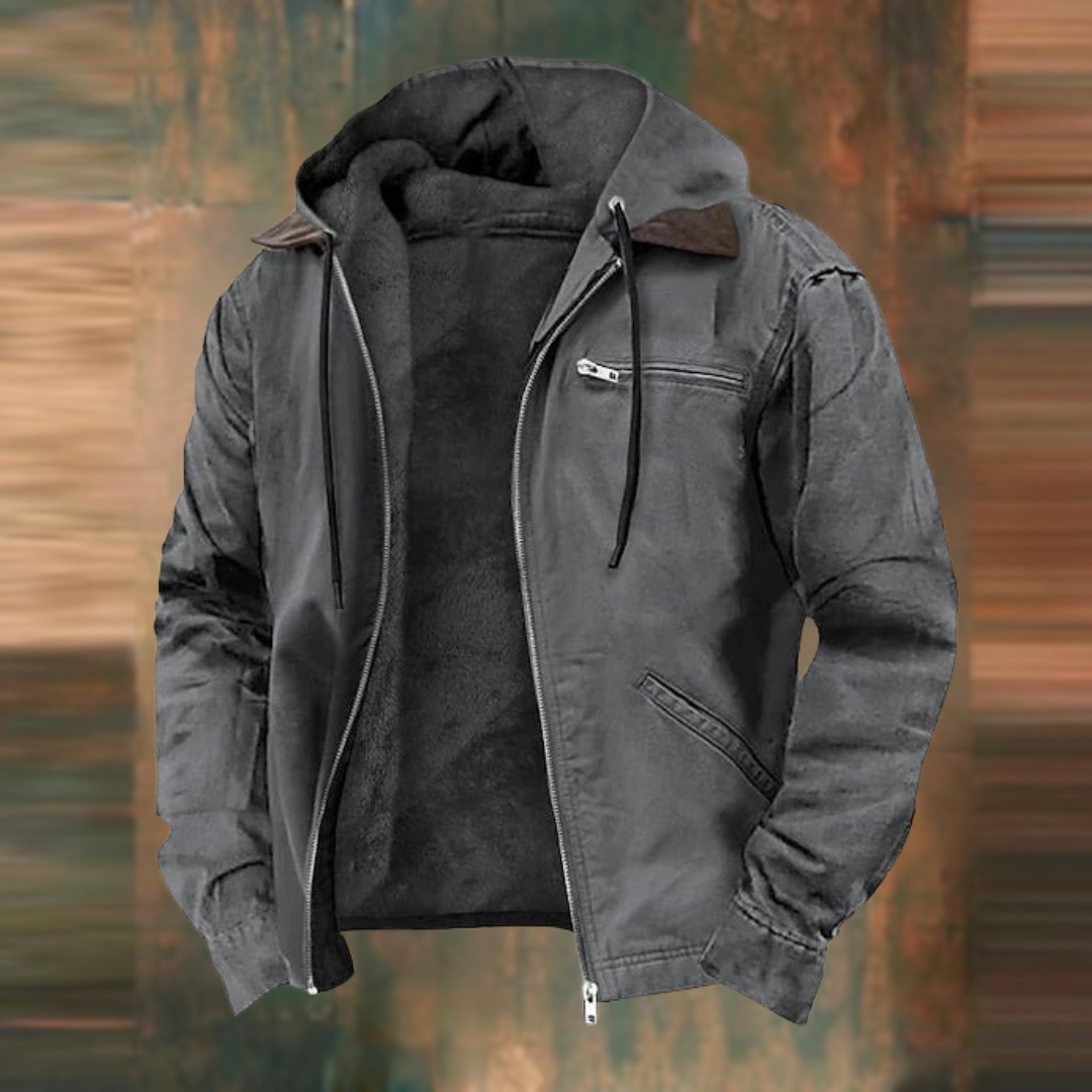 Men's Fleece-Lined Hooded Winter Jacket
