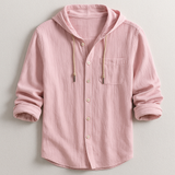 Men's Hooded Button-Up Linen Shirt