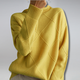 Women's Textured Knit Cashmere Turtleneck Sweater