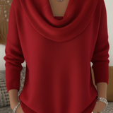 Women's Ribbed Cowl Neck Long-Sleeve Sweater