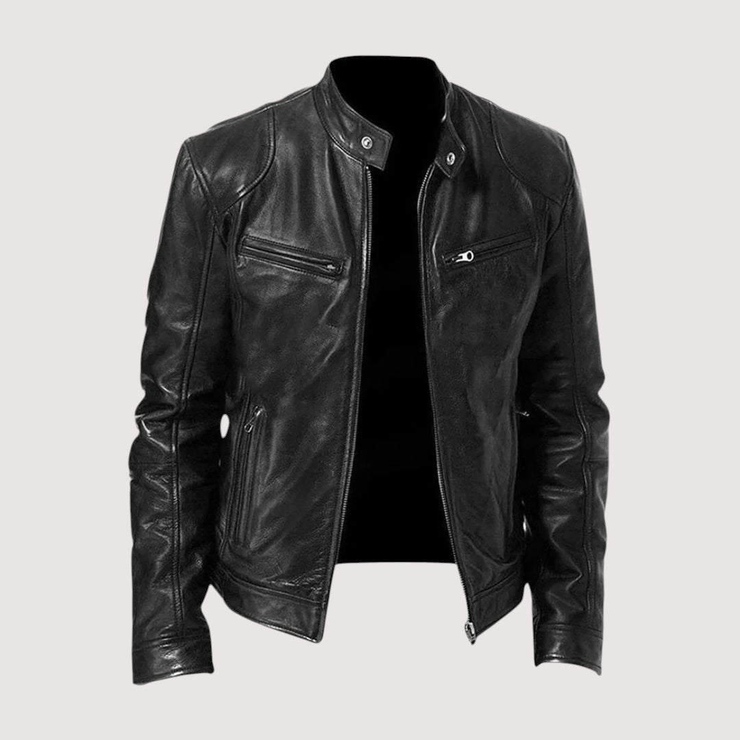 Men's Genuine Leather Slim-Fit Lined Jacket
