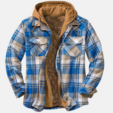 Men's Checked Hooded Padded Full-Zip Jacket