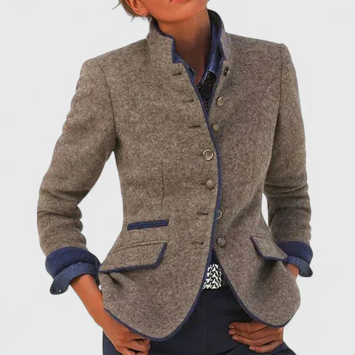 Women's Tailored Stand-Collar Button-Front Blazer