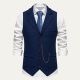 Men's Classic Tweed Tailored Suit Gilet