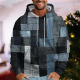 Men's Patchwork Print Hooded Sweatshirt