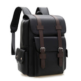 Men's Large-Capacity Multi-Pocket PU Laptop Backpack