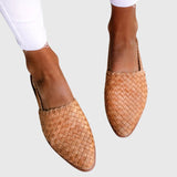 Women's Woven Synthetic Leather Slip-On Flat Sandals