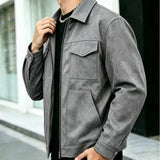Men's Relaxed-Fit Collared Utility Jacket with Pockets
