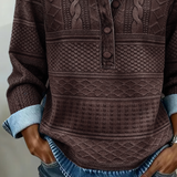 Women's Polo Collar Half-Button Long Sleeve Sweatshirt