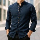 Men's Grandad Collar Button-Up Shirt